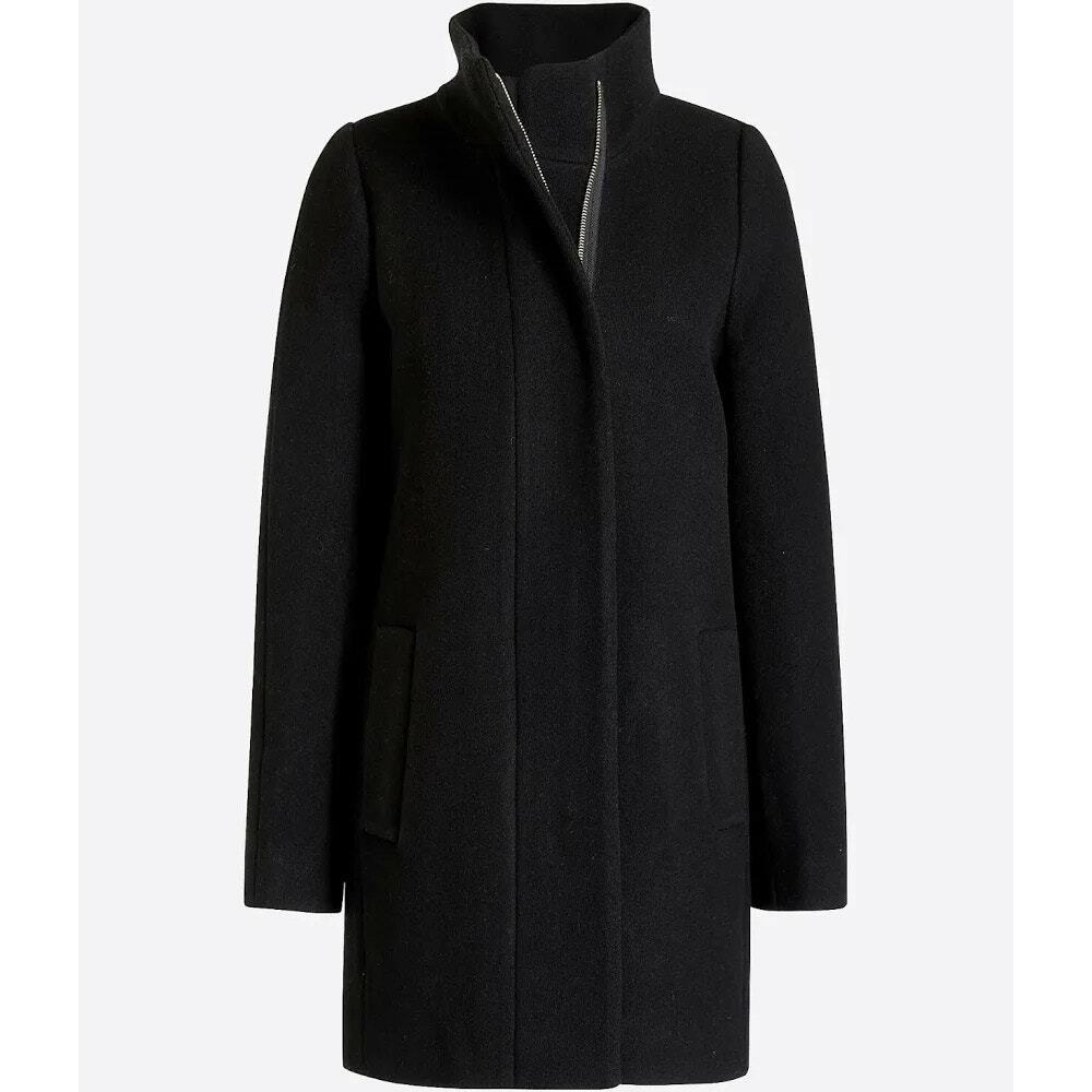 J.Crew Mercantile Black Wool Blend Zip Front Coat Women’s Size 6
